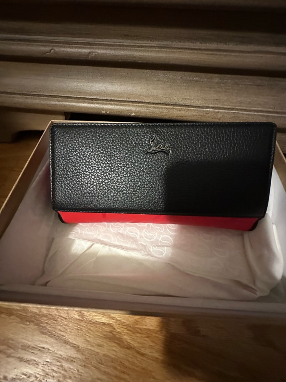 Christian Louboutin Black and Red Leather Card Holder Wallet - Picture 2 of 4
